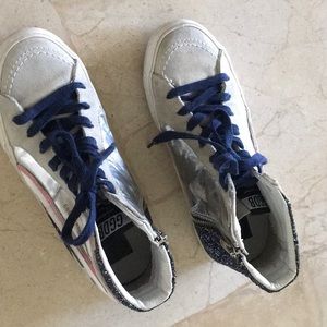 Golden Goose Deluxe Brand /Private EDT. Blue Glitter, Silver and Gray suede.